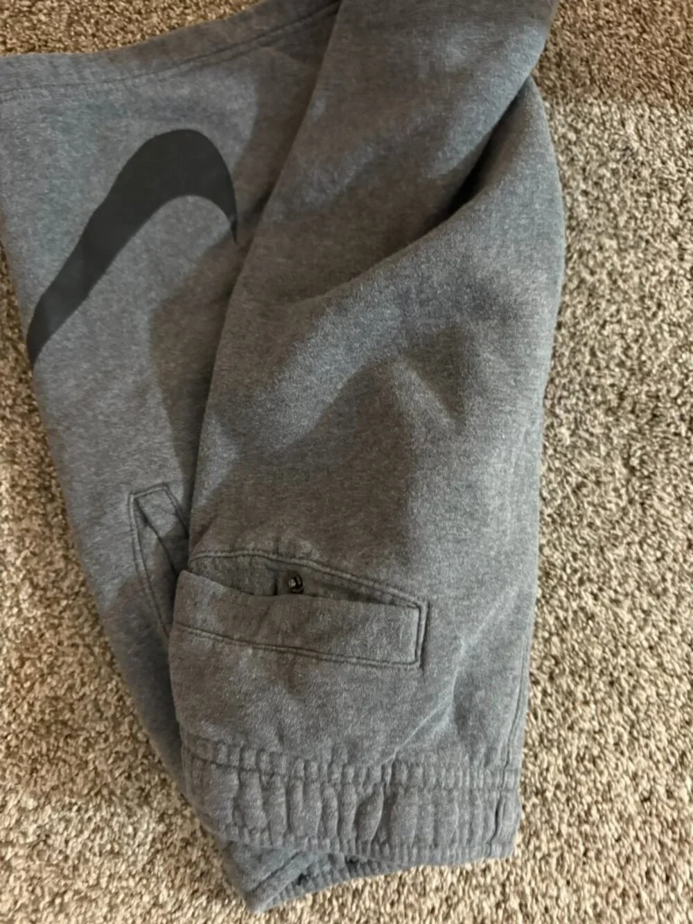 Nike Grey Sweat Shorts Large Black Swoosh Size S